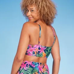 Women's Tie-Front Longline Bikini Top - Shade & Shore™ Multi Tropical Floral Print -Shade & Shore GUEST 01e11ee4 ae76 4926 9386 185abaac7778