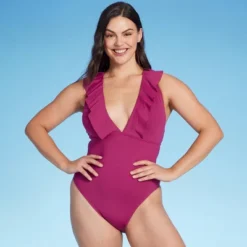 Women's Plunge Flounce Neckline One Piece Swimsuit - Shade & Shore™ 16 Women's Plunge Flounce Neckline One Piece Swimsuit - Shade & Shore™ -Shade & Shore GUEST 04844cde 8fd9 44b9 a436 1496f1334823