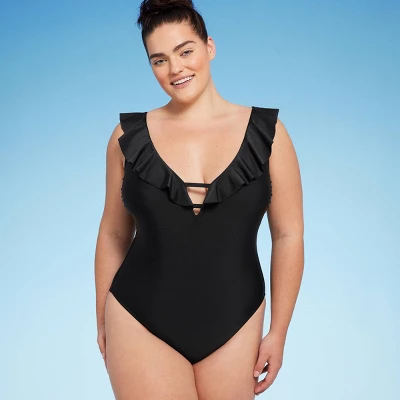 Women's Ruffle Plunge One Piece Swimsuit - Shade & Shore™ 6 Women's Ruffle Plunge One Piece Swimsuit - Shade & Shore™ - Image 4