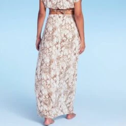 Women's High Slit Cover Up Maxi Skirt - Shade & Shore™ Tan Snake Print