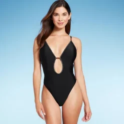 Women's Plunge Bead Detail Extra High Leg One Piece Swimsuit - Shade & Shore™ 10 Women's Plunge Bead Detail Extra High Leg One Piece Swimsuit - Shade & Shore™ -Shade & Shore GUEST 13e130f6 795a 4b05 8238 ebb48d8b65c5