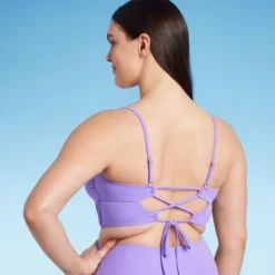 Women's Shirred Longline Bikini Top - Shade & Shore™ Purple -Shade & Shore GUEST 15464831 ae51 47ca b3d7 b0d27beab5f1