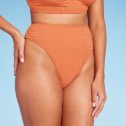 Women's High Waist Extra Cheeky High Leg Jacquard Bikini Bottom - Shade & Shore™ Orange -Shade & Shore GUEST 16309819 7a5c 4fa5 a938 1a4433e8e960