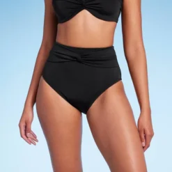 Women's High Waist Twist-Front Bikini Bottom - Shade & Shore™ Black -Shade & Shore GUEST 17ba13d3 3be1 4871 854f a59409d0040c