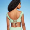 Women's Shirred Off The Shoulder Bralette Lace-Up Bikini Top - Shade & Shore™ Light Green -Shade & Shore GUEST 19d23d1f 78d6 44eb 92d4 e3178d6dde42