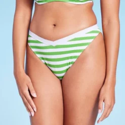 Women's Ribbed High Leg Extra Cheeky Bikini Bottom - Shade & Shore™ Green/White 15 Women's Ribbed High Leg Extra Cheeky Bikini Bottom - Shade & Shore™ Green/White -Shade & Shore GUEST 1a1c66a3 964d 4e04 ace4 790cfad70db9