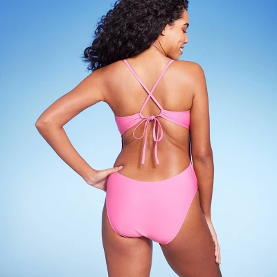 Women's Tie-Front Plunge One Piece Swimsuit - Shade & Shore™ 9 Women's Tie-Front Plunge One Piece Swimsuit - Shade & Shore™ - Image 7