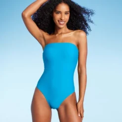 Women's Bandeau One Piece Swimsuit - Shade & Shore™ Blue -Shade & Shore GUEST 1b5e702a 132a 4dbf ba53 0f523469dd42