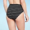 Women's Ribbed High Waist Bikini Bottom - Shade & Shore™ Black Striped -Shade & Shore GUEST 1c4449f6 c558 4dcc ab5d 05f2aed8afa1