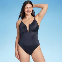 Women's Shirred V-Wire Plunge One Piece Swimsuit - Shade & Shore™ Gray 17 Women's Shirred V-Wire Plunge One Piece Swimsuit - Shade & Shore™ Gray -Shade & Shore GUEST 20a8d1b1 04e2 49dd b433 c324732d4bc5