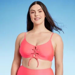 Women's Lace-Up Bralette Bikini Top - Shade & Shore™ Pink -Shade & Shore GUEST 24a56517 4db7 4f55 9877 99a21ac92027