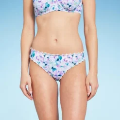 Women's Low-Rise Ruffle Cheeky Bikini Bottom - Shade & Shore™ Multi Blue Floral Print -Shade & Shore GUEST 255d1460 8006 47fd 84e1 a15950c6a8a1