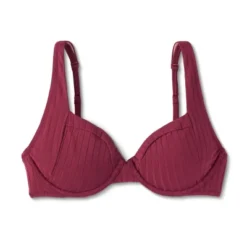 Women's Unlined Ribbed Bikini Top - Shade & Shore™ Dark Red -Shade & Shore GUEST 256d1385 3fb5 4cf9 855c 9558bfa711d8