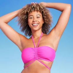 Women's Strappy Halter Bandeau Bikini Top - Shade & Shore™ Pink -Shade & Shore GUEST 27857a6a 9692 43b4 b091 26afc5933c11