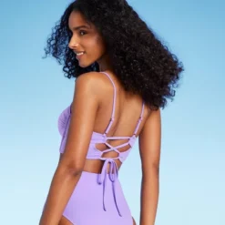Women's Shirred Longline Bikini Top - Shade & Shore™ Purple