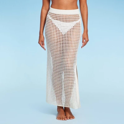 Women's Pull-On Crochet Cover Up Skirt - Shade & Shore™ Off-White 4 Women's Pull-On Crochet Cover Up Skirt - Shade & Shore™ Off-White - Image 2