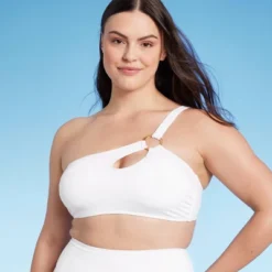 Women's Ring One Shoulder Bikini Top - Shade & Shore™ White -Shade & Shore GUEST 38af03e7 b70b 4360 8fa5 154df609deef