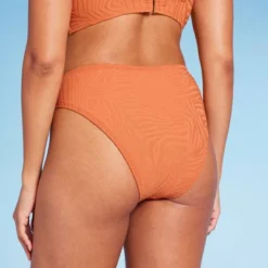 Women's High Waist Extra Cheeky High Leg Jacquard Bikini Bottom - Shade & Shore™ Orange -Shade & Shore GUEST 3fea510e b225 4e85 971b de852225df22