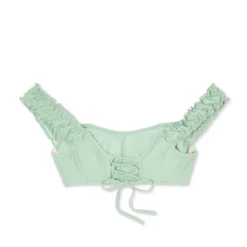 Women's Shirred Off The Shoulder Bralette Lace-Up Bikini Top - Shade & Shore™ Light Green -Shade & Shore GUEST 40130ce5 174a 44b1 874a 1596a758c8de