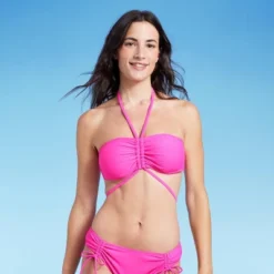 Women's Strappy Halter Bandeau Bikini Top - Shade & Shore™ Pink -Shade & Shore GUEST 42d08157 2ecf 4228 baca a9107b3dcdf3