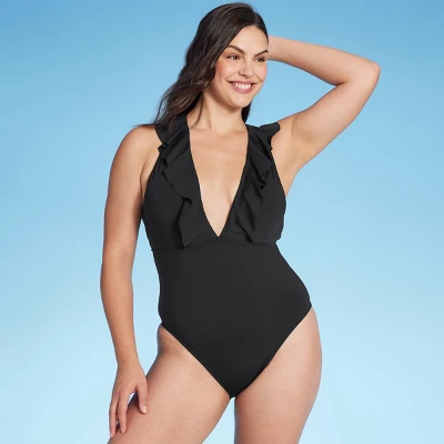 Women's Plunge Flounce Neckline One Piece Swimsuit - Shade & Shore™ 8 Women's Plunge Flounce Neckline One Piece Swimsuit - Shade & Shore™ - Image 6