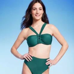 Women's Twist Center Front Bandeau Bikini Top - Shade & Shore™ Green -Shade & Shore GUEST 476554cc 89e8 4e0c 8571 eb62ec9077bc