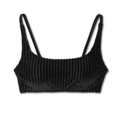 Women's Velour Ribbed Bralette Bikini Top - Shade & Shore™ Black -Shade & Shore GUEST 47947e70 5e24 449b 88d7 00969c49cf66