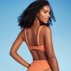 Women's Bandeau Jacquard Bikini Top - Shade & Shore™ Orange -Shade & Shore GUEST 488fc5c7 46b4 448f af6b 81801c97c6a0