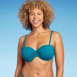 Women's Light Lift Shirred Underwire Bikini Top - Shade & Shore™ Teal Blue -Shade & Shore GUEST 48961d29 e0a1 4eeb a8f3 7423e663afbe