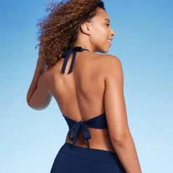 Women's Triangle Bralette Faux Wrap Halter Bikini Top - Shade & Shore™
