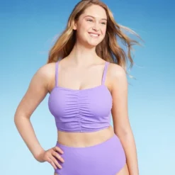 Women's Shirred Longline Bikini Top - Shade & Shore™ Purple -Shade & Shore GUEST 4ccf901b 39b1 489f 89bd c14cd7daf32c