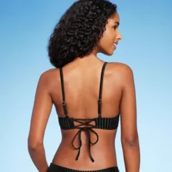 Women's Velour Ribbed Bralette Bikini Top - Shade & Shore™ Black -Shade & Shore GUEST 4f47b03f b744 46fd 87fd c424e13573c3