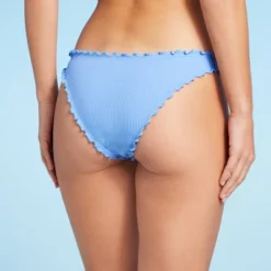 Women's Ribbed High Leg Extra Cheeky Ruffle Bikini Bottom - Shade & Shore™ Light Blue -Shade & Shore GUEST 51cc73ed 4a80 4009 baed c7bf2e6c2899