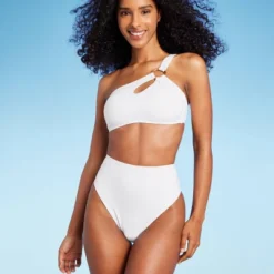 Women's Ring One Shoulder Bikini Top - Shade & Shore™ White -Shade & Shore GUEST 53a02568 2af1 4db4 bb93 f53375d6e0bb