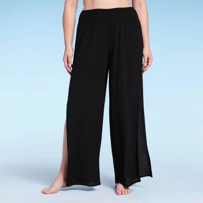 Women's Smocked Waist Side Slit Cover Up Pants - Shade & Shore™ 4 Women's Smocked Waist Side Slit Cover Up Pants - Shade & Shore™ - Image 2