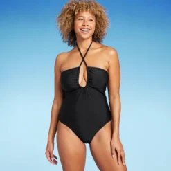Women's Halter Keyhole Bandeau One Piece Swimsuit - Shade & Shore™ -Shade & Shore GUEST 58a9dc6f b49b 4c5d 8298 b27d8e346770