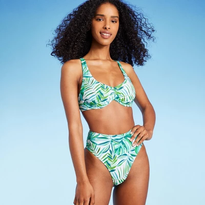 Women's Underwire Bralette Bikini Top - Shade & Shore™ Green Tropical Print 5 Women's Underwire Bralette Bikini Top - Shade & Shore™ Green Tropical Print - Image 3