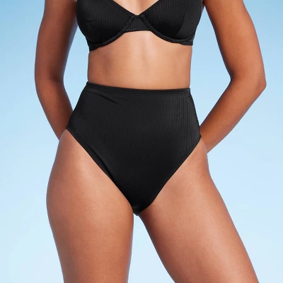 Women's High Waist High Leg Ribbed Medium Coverage Bikini Bottom - Shade & Shore™ 7 Women's High Waist High Leg Ribbed Medium Coverage Bikini Bottom - Shade & Shore™ - Image 5