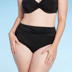Women's High Waist Twist-Front Bikini Bottom - Shade & Shore™ Black -Shade & Shore GUEST 6a9ce43f 8dcb 466f b00c cf67eefe6cf6