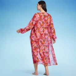 Women's Long Sleeve Open-Front Maxi Cover Up - Shade & Shore™ Multi Floral Print