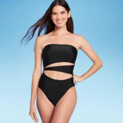 Women's Bandeau Cut Out High Leg Cheeky One Piece Swimsuit - Shade & Shore™ Black 9 Women's Bandeau Cut Out High Leg Cheeky One Piece Swimsuit - Shade & Shore™ Black -Shade & Shore GUEST 6e390a98 1d7b 4bb4 bbb3 da1f89d31f07