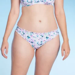Women's Low-Rise Ruffle Cheeky Bikini Bottom - Shade & Shore™ Multi Blue Floral Print -Shade & Shore GUEST 719c6587 c5c4 4112 8310 e513ff0612d3