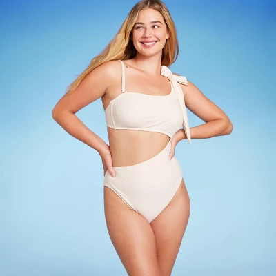Women's One Shoulder Bow Cut Out One Piece Swimsuit - Shade & Shore™ 6 Women's One Shoulder Bow Cut Out One Piece Swimsuit - Shade & Shore™ - Image 4