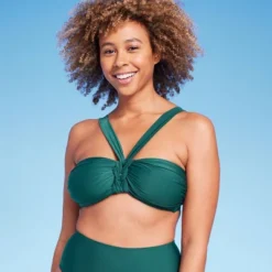 Women's Twist Center Front Bandeau Bikini Top - Shade & Shore™ Green -Shade & Shore GUEST 73933e7f 1398 4494 848a 68d7cb6edb40