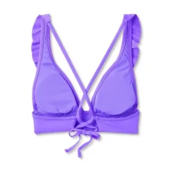 Women's Ruffle V-Neck Longline Triangle Bikini Top - Shade & Shore™ -Shade & Shore GUEST 782fca71 cfc2 4d52 a0ca 302843cdffda