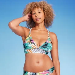 Women's Braided Strap Triangle Longline Bikini Top - Shade & Shore™ Multi Tropical Print -Shade & Shore GUEST 79072650 fe35 4c51 8686 cb278d57b9d2