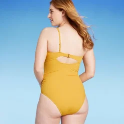 Women's Asymmetric Twist One Piece Swimsuit - Shade & Shore™ Gold -Shade & Shore GUEST 7ba28878 8f75 4c55 a88f 48b2c54a284a