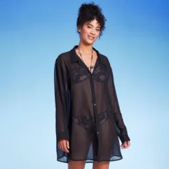 Women's Long Sleeve Cover Up Shirtdress - Shade & Shore™ Black 9 Women's Long Sleeve Cover Up Shirtdress - Shade & Shore™ Black -Shade & Shore GUEST 7e052b01 4f40 4f04 88e6 541867f161e8