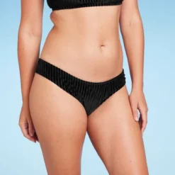 Women's Velour Ribbed Cheeky Bikini Bottom - Shade & Shore™ Black -Shade & Shore GUEST 8ce2dbfd 8205 48c1 8db8 d5bb3fd7b9bb