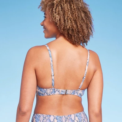 Women's Underwire Chain Strap Detail Bikini Top - Shade & Shore™ Blue Snake Print 6 Women's Underwire Chain Strap Detail Bikini Top - Shade & Shore™ Blue Snake Print - Image 4